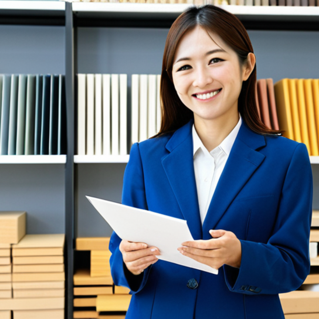 건축자재 세일즈 기법 - Construction Materials Saleswoman**
"A friendly and professional Japanese saleswoman in a modest bu...