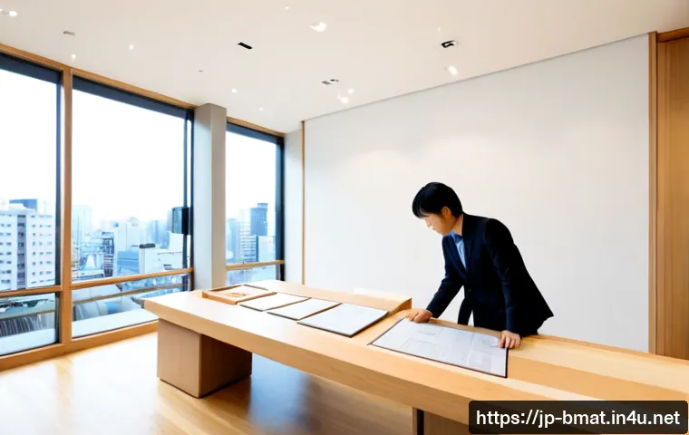 건축자재 마케팅 사례 연구 - Photorealistic Japanese construction materials showroom case study scene, a professional marketing t...